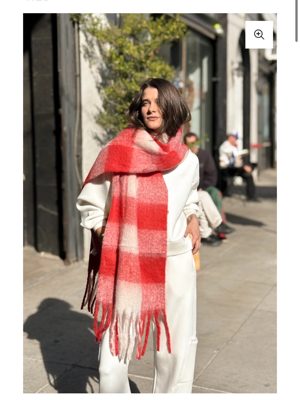 Oversized yellow the label scarf *note: Red picture for reference, scarf is blue